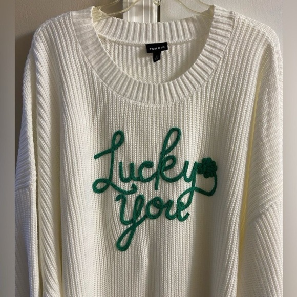 Torrid Women's Cream Sweater with Green Embroidery 5X NWOT - Picture 4 of 7